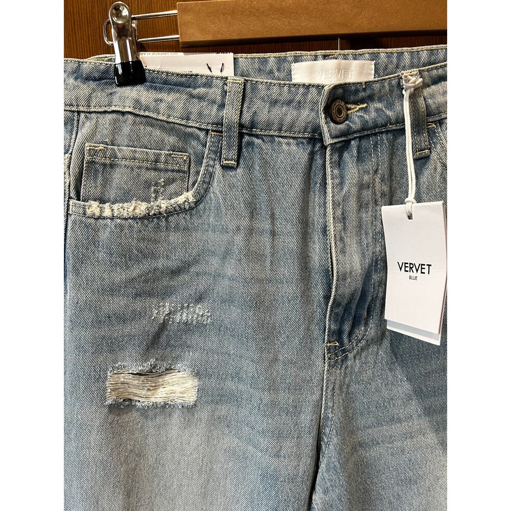 NWT Vervet Leslie 90's Vintage Flare Jeans Distressed Size 29 Light Wash - Picture 4 of 12